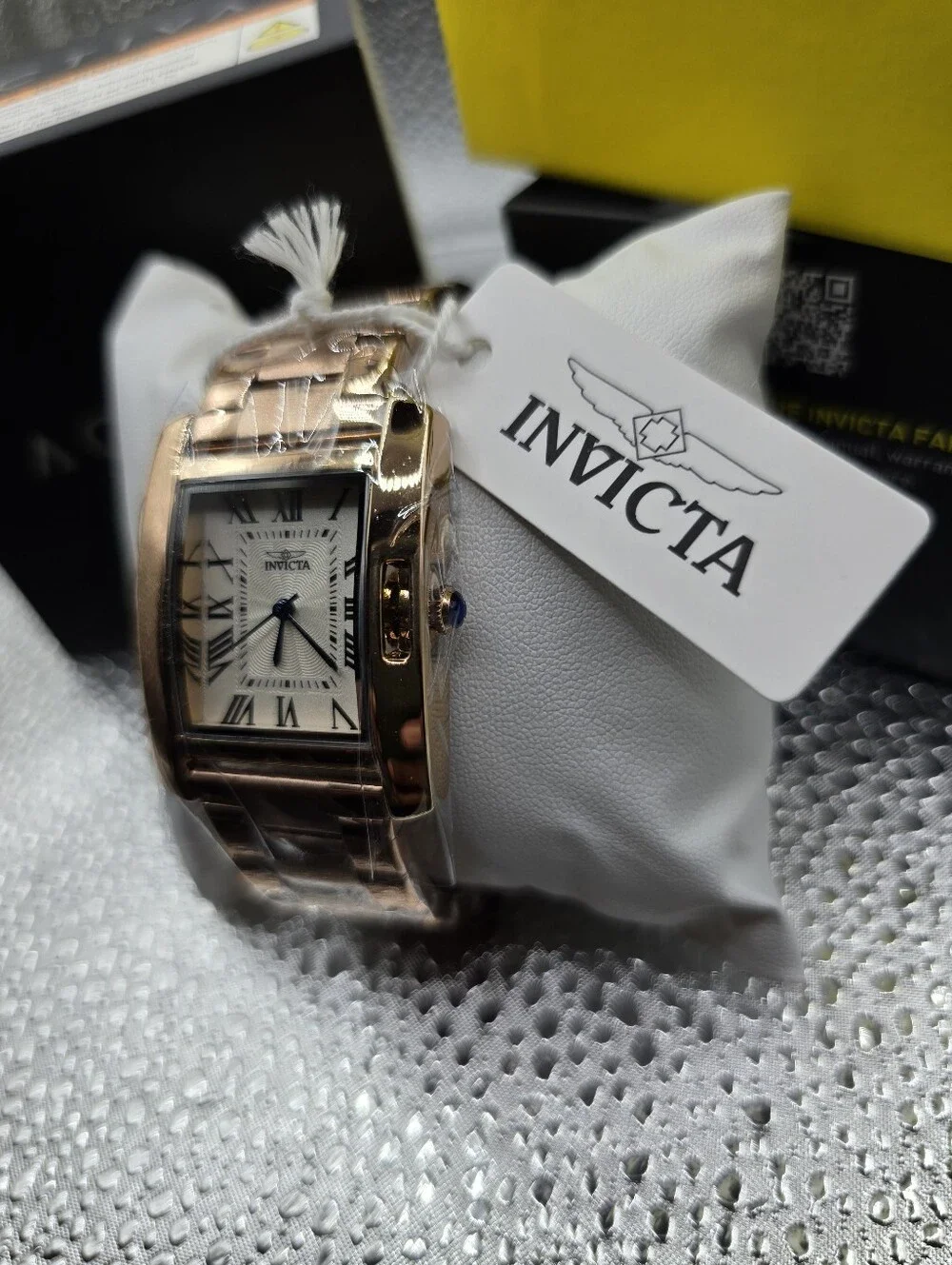 Invicta Rose Gold Rectangular Bracelet Watch with Roman Dial